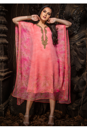 Peach Color Designer Chiffon Kurti